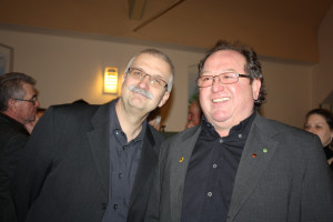 Schaeffler-Betriebsratsvorsitzender Norbert Lenhard mit Grünen-Kreisrat Walter Rachle